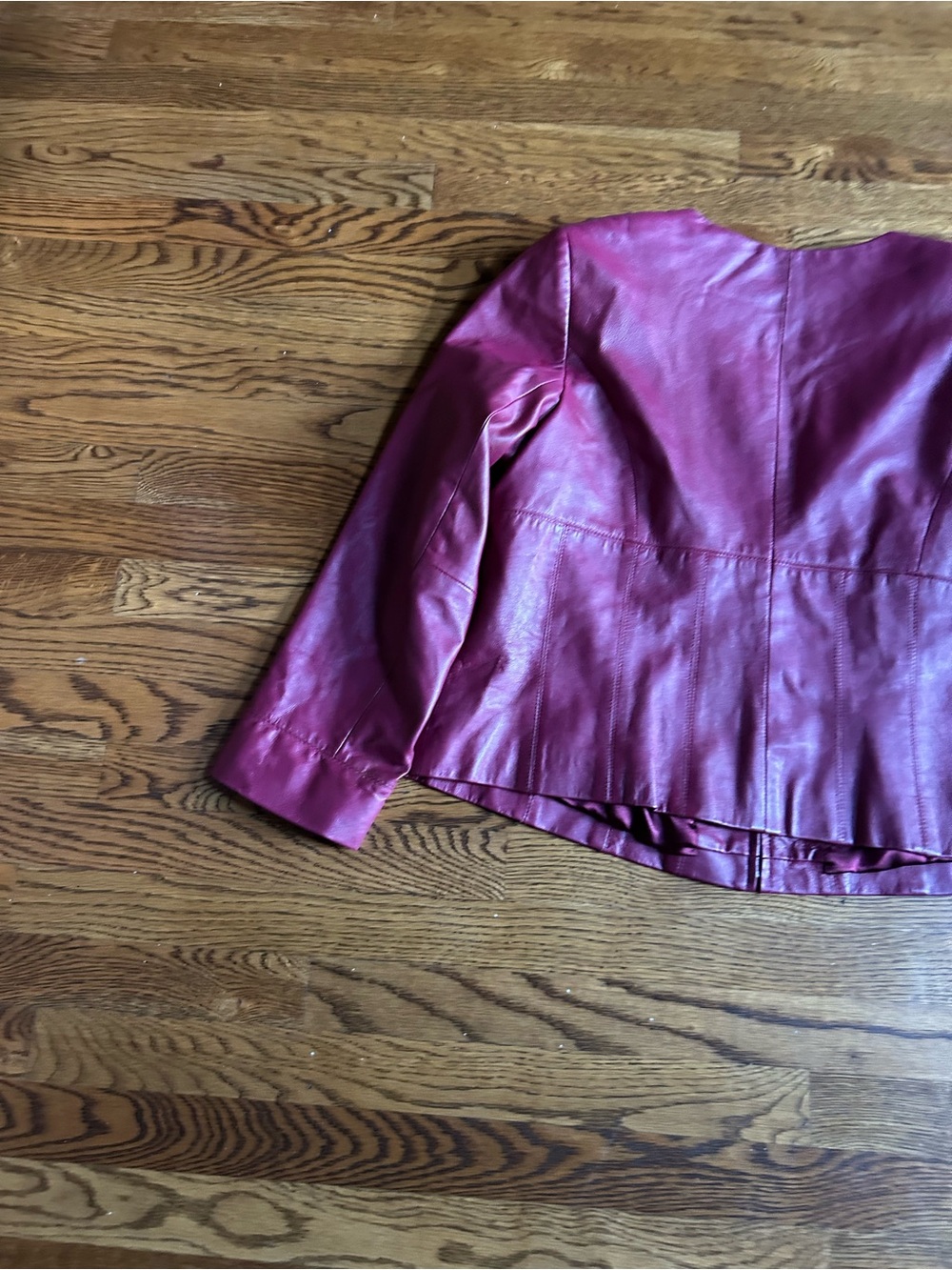 Style & Co Genuine Leather Jacket Burgundy Wine Red Size 18W Plus Size - Picture 10 of 11